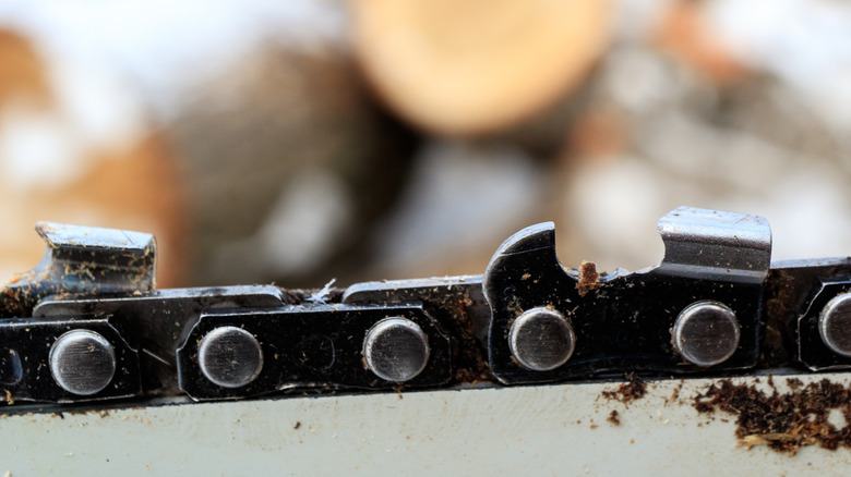 Worn chainsaw teeth