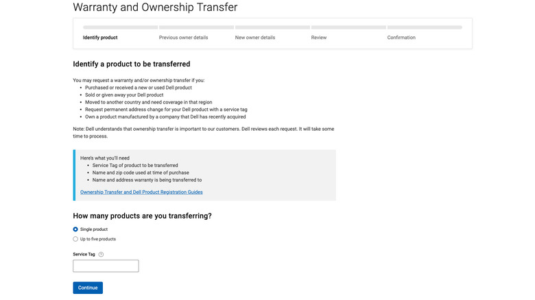 Dell warranty and ownership transfer form