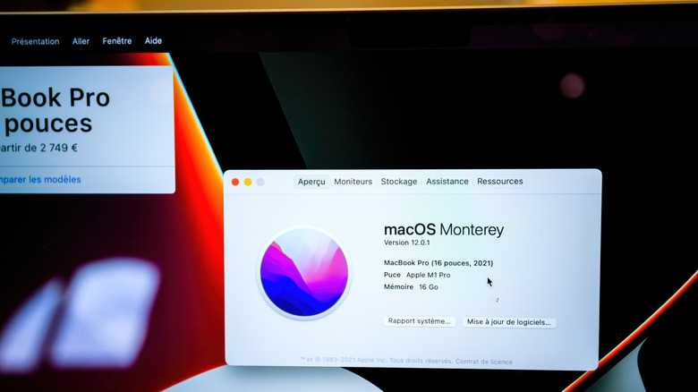 MacBook Pro showing macOS Monterey on screen
