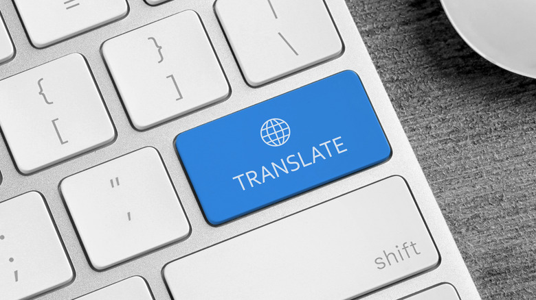 keyboard with blue key reading Translate
