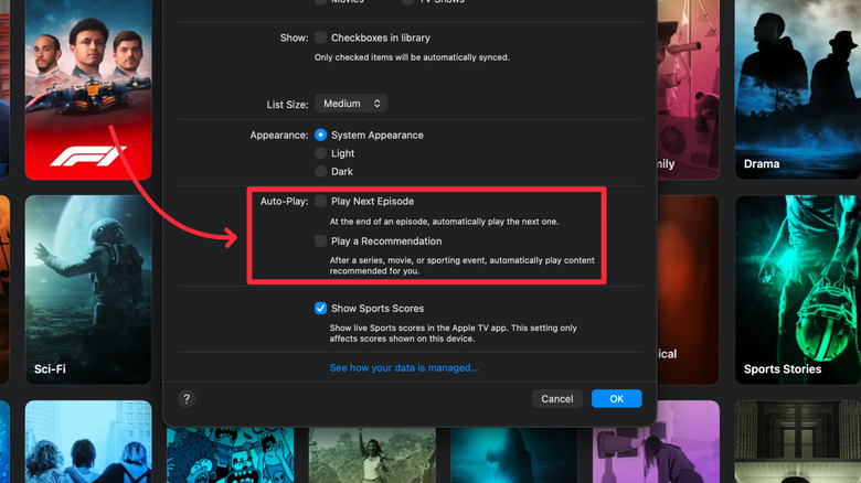 Apple TV Plus settings on macOS.
