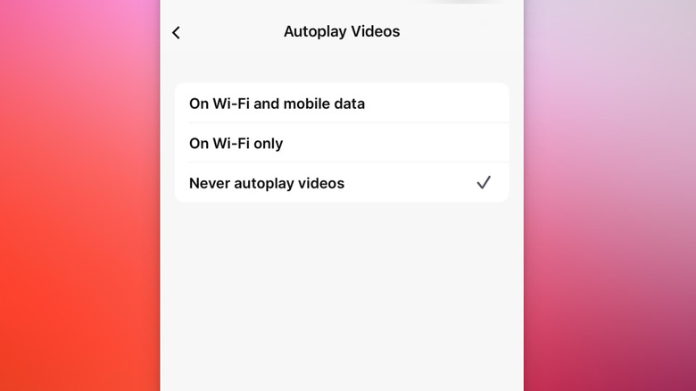 Autoplay video setting on Twitch mobile.
