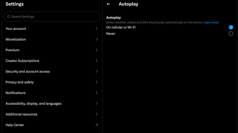 Autoplay settings in X on desktop.
