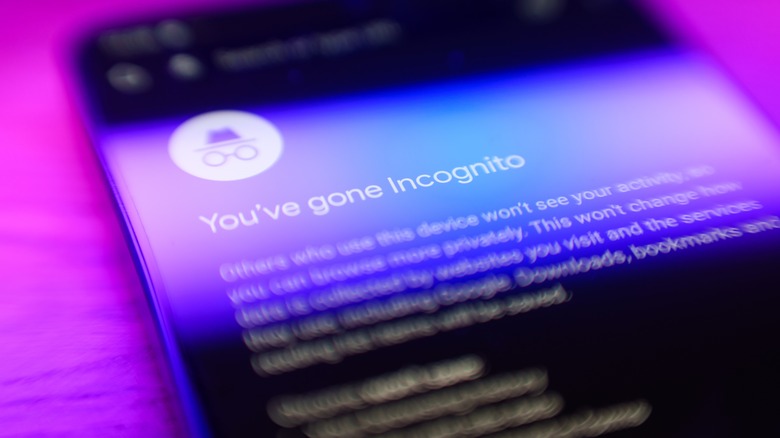 Incognito Mode screen on phone