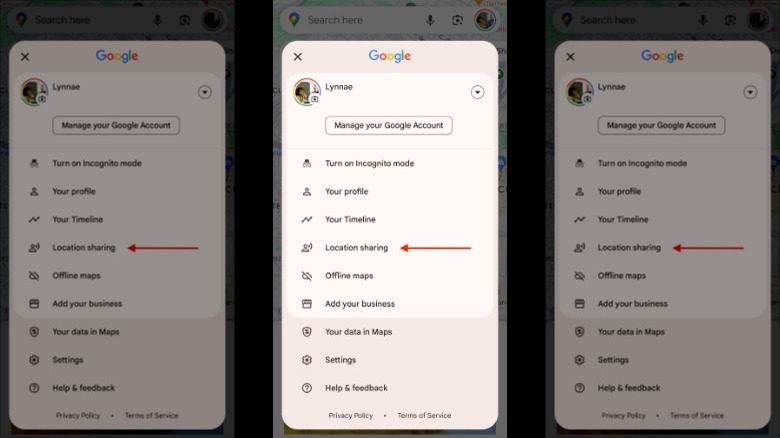 Location sharing on Android phone