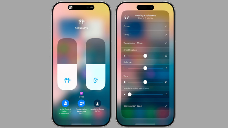 Hearing aid controls in iPhone Control Center