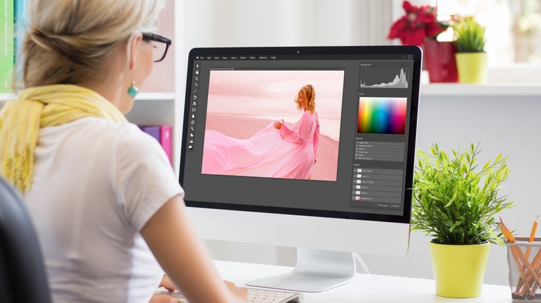 Artist using Photoshop