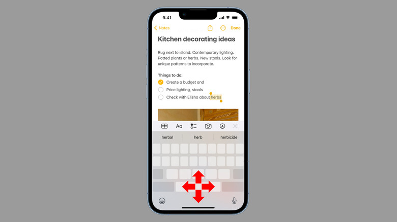 Trackpad mode on iPhone's keyboard