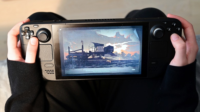 Person playing Steam Deck