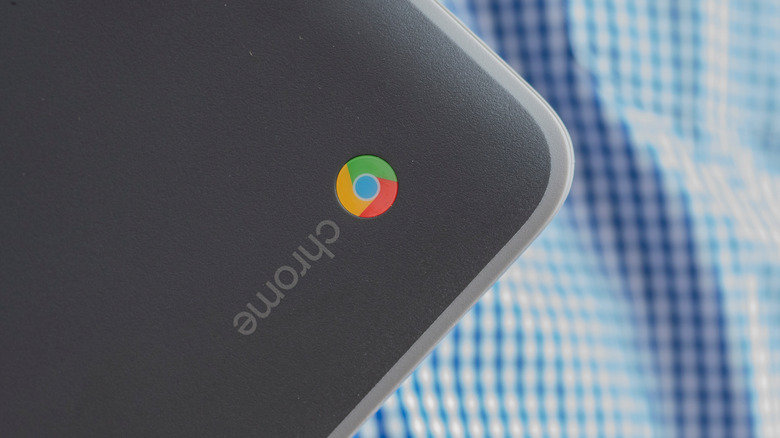 Chromebook with ChromeOS logo
