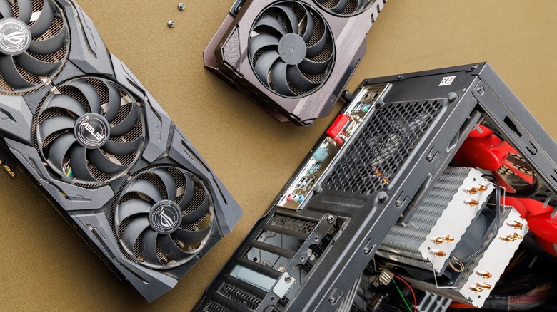 Graphics cards near desktop