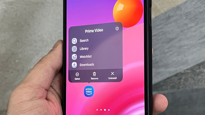 Android app uninstall menu