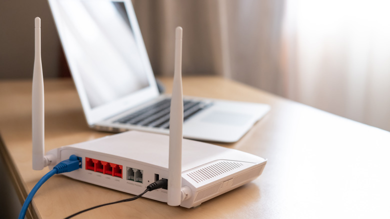 Wi-Fi router and laptop