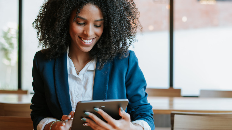 Woman using an iPad