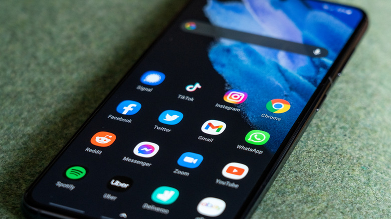 Android phone with apps 