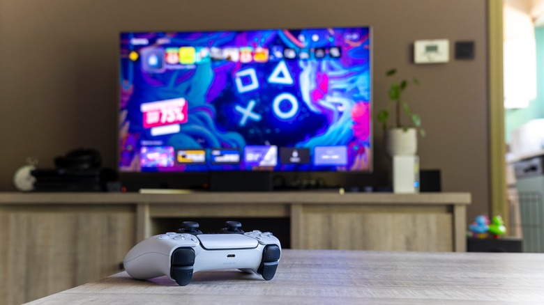 Controle PS5 na mesa