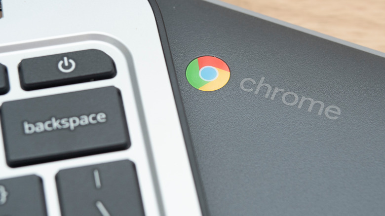 Chromebook lid with logo and keyboard