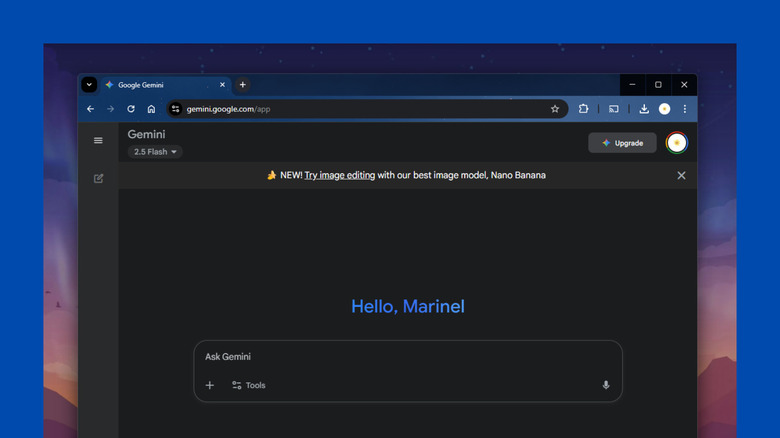 Empty Google Gemini chatbox opened in web