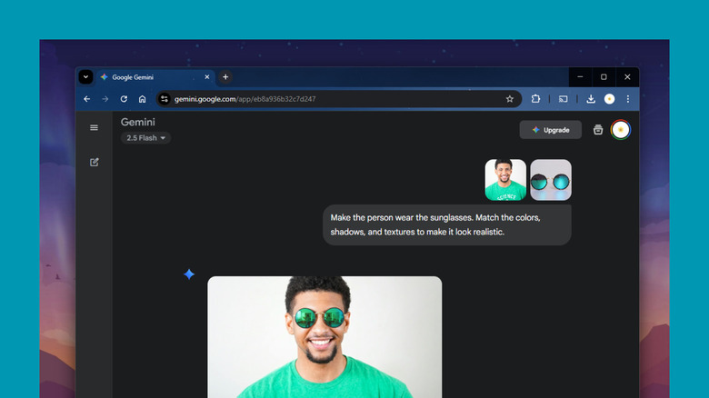 Google Gemini chatbox with sample prompt using two photos