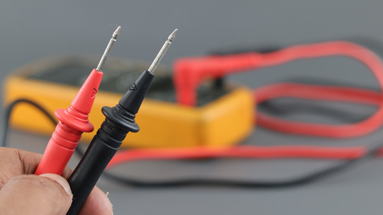 close up of multimeter probes