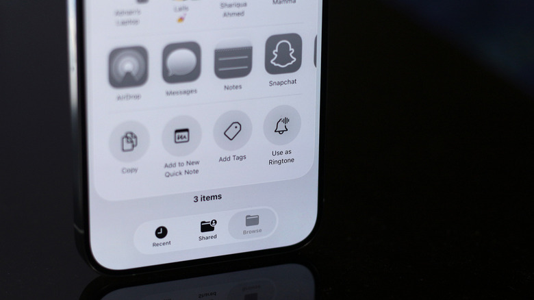 Share menu on iPhone on iOS 26