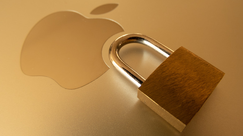 Lock next to Apple logo on laptop