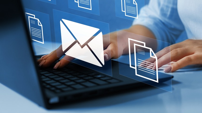 Using laptop email icon