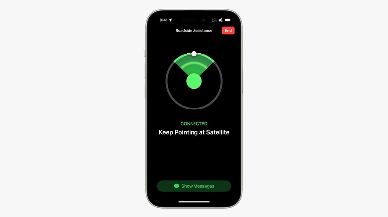 Apple satellite connection screen