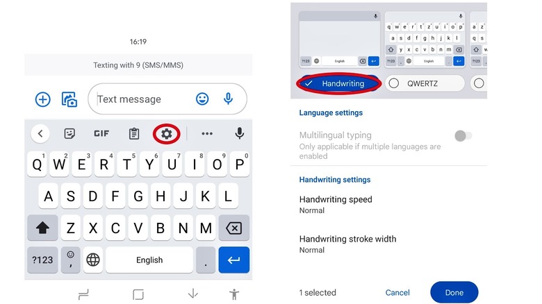 Enabling Google handwriting text input demo using Gboard