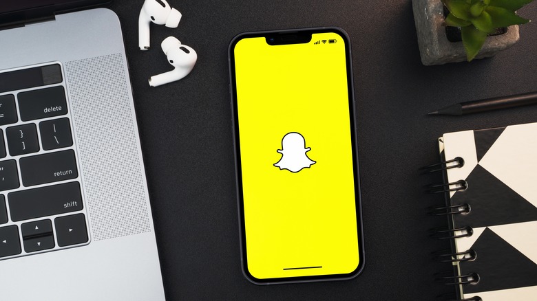 Phone with snapchat logo