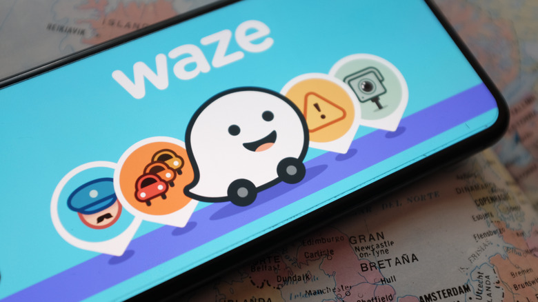 Waze spalsh screen on a smartphone