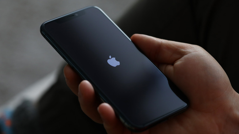 Apple logo iPhone hand