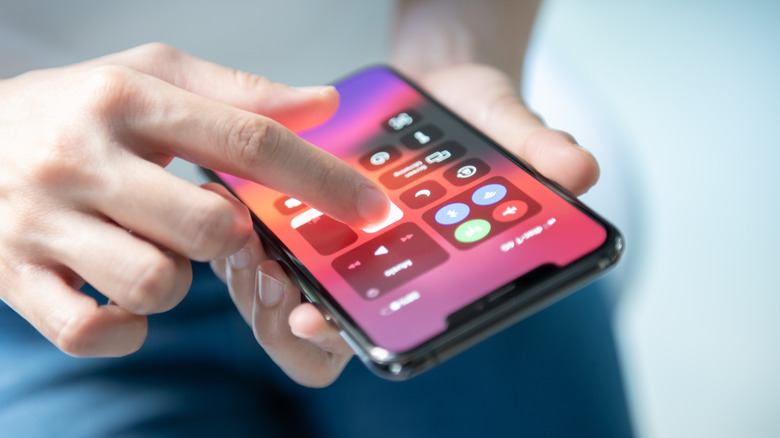 Finger tapping iPhone control center