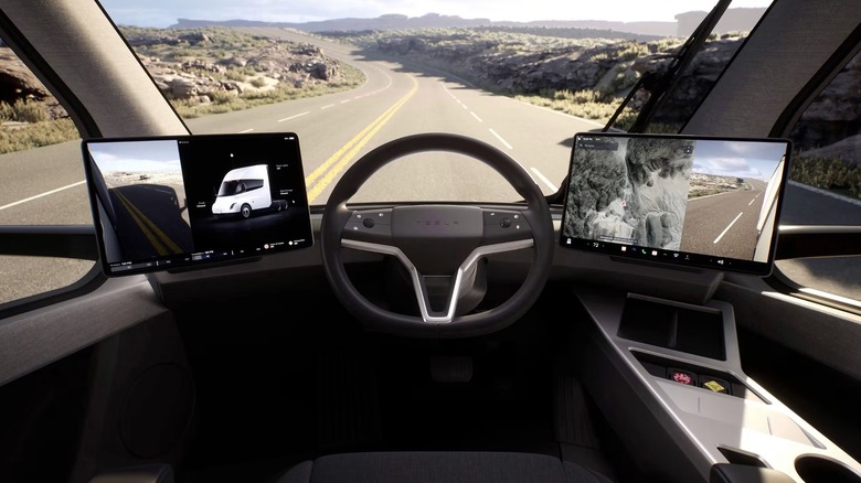 A Tesla semi interior with center driver seat