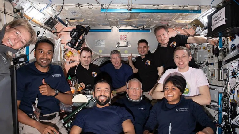 Several crew aboard the ISS