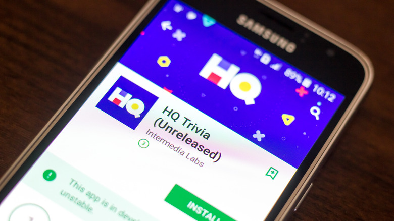 The HQ Trivia app on a smartphone