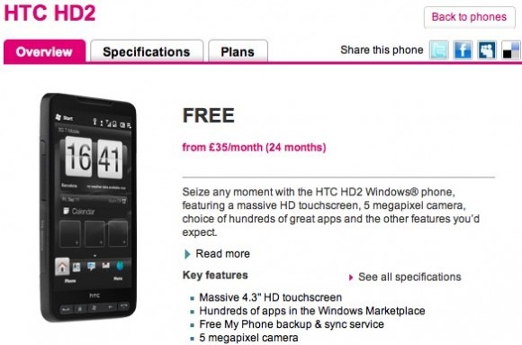 HTC HD2 T Mobile UK