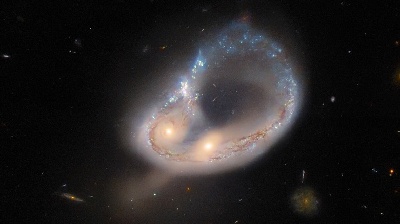 The latest Hubble snap showing a pair of colliding galaxies that looks like a ring.