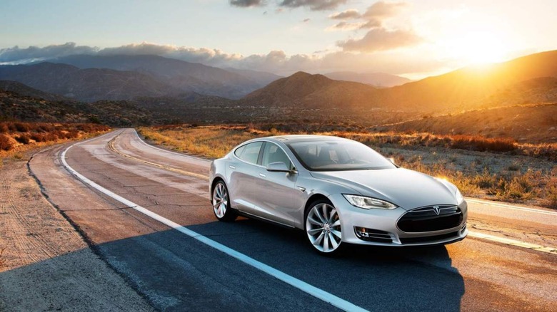 Tesla vehicle on a road 