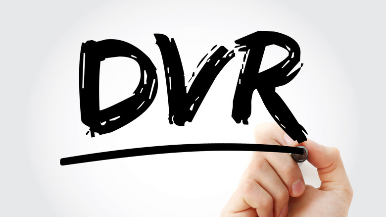 DVR written in black