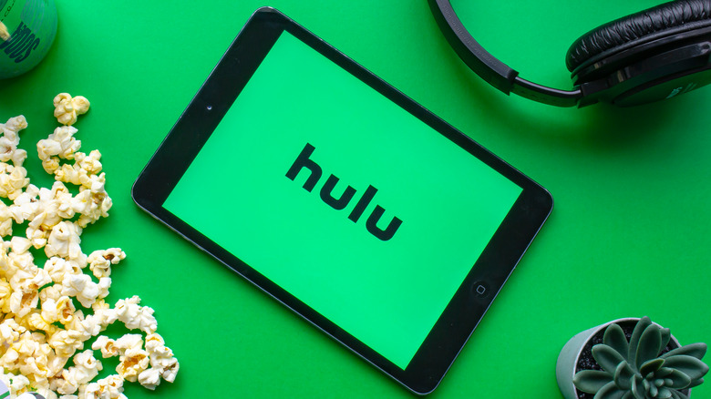 Hulu on tablet with popcorn