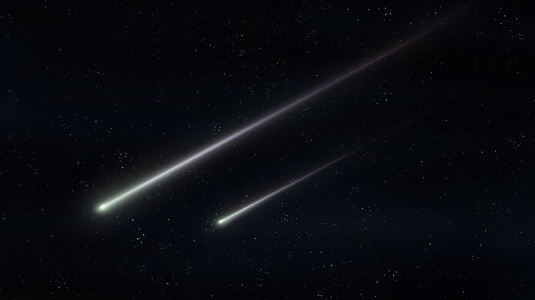 Meteor streaking across space