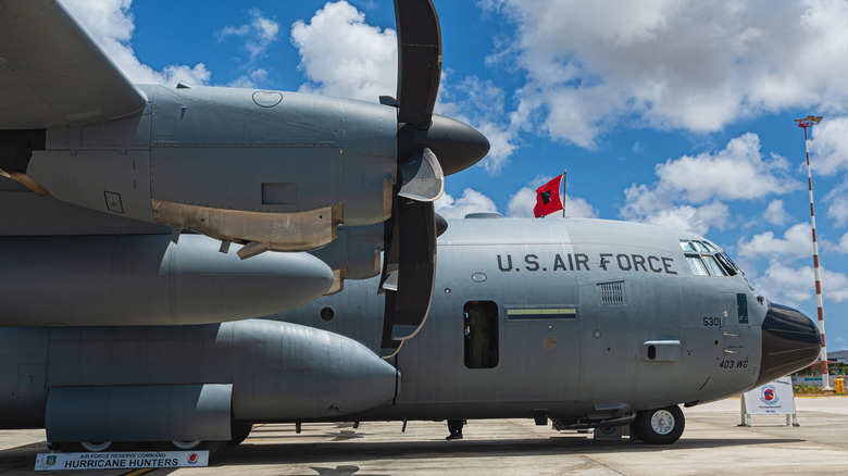 A WC-130J aircraft standing on the tarmac