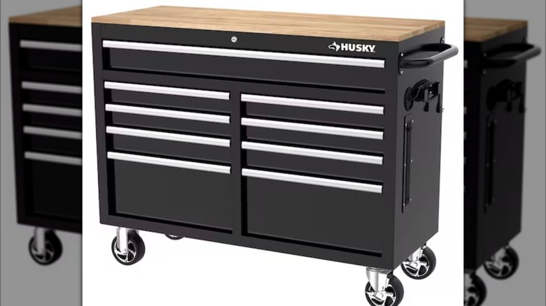 Black Husky 46-inch 9-Drawer Workbench Cabinet