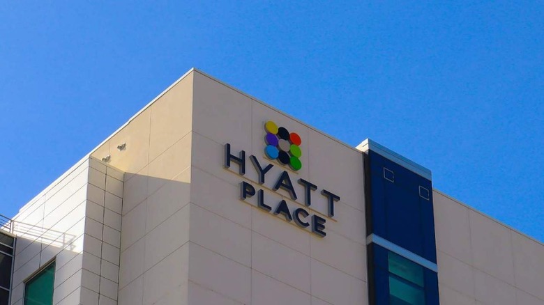 Hyatt Place logo on building