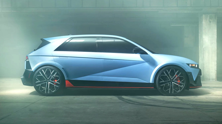 Photo displaying a Hyundai Ioniq 5 N parked in a garage