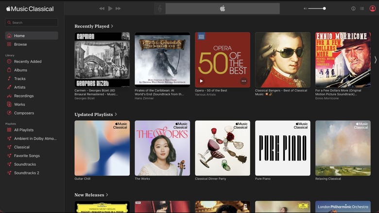 Screenshot of Apple Music Classical for web