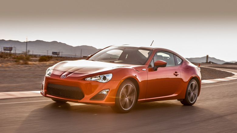 Scion FR-S driving on a race track