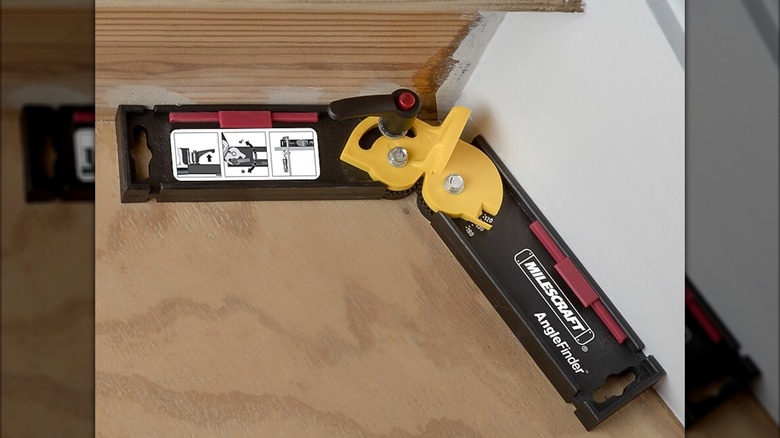 taking a measurement with Milescraft angle finder