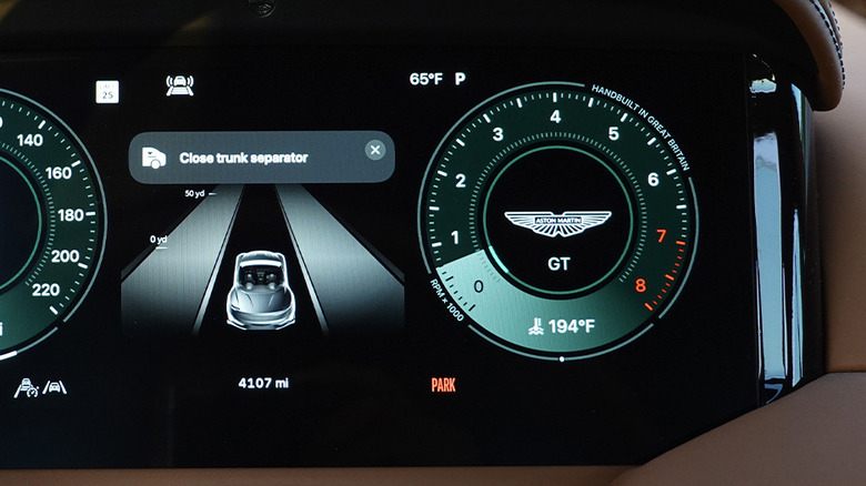 Aston Martin DB12 Volante Apple CarPlay Ultra traditional gauge cluster